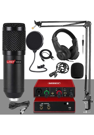 Stüdyo Ekipmanları Style Paket-2 Bm800 Mikrofon Ses Kartı Stüdyo