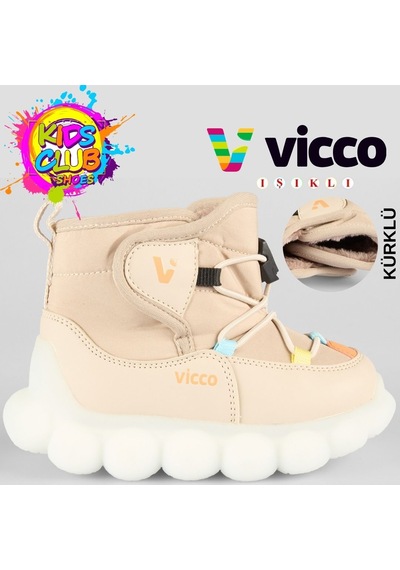Vicco Tatu Phylon Kauçuk Işıklı Taban Kar Botu Ortopedik Çocuk Bot Bej