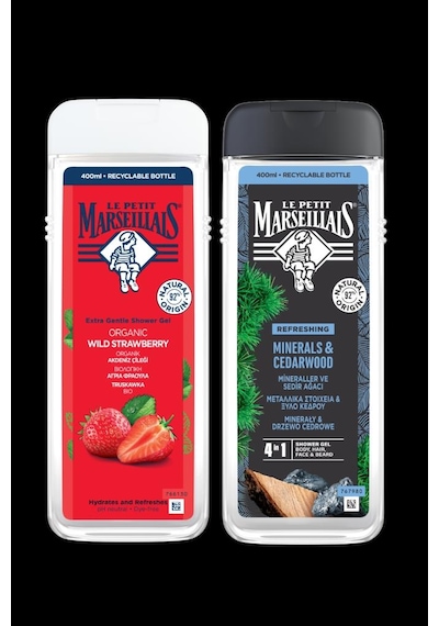 Le Petit Marseillais Men Mineraller & Sedir Ağacı + Akdeniz Çileği Duş Jeli 2 x 400 ML