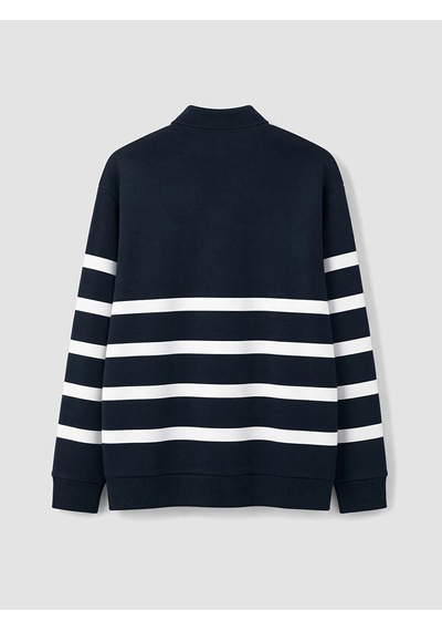 Lcw Vision Lacivert Polo Yaka Çizgili Erkek Sweatshirt