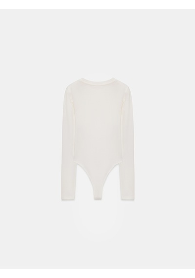 Dilvin 32695 Uzun Kollu Bodysuit-ekru Ekru