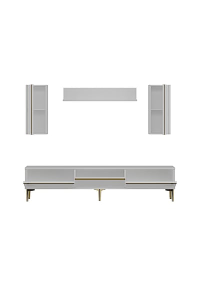 Tvr1898bg - Anka Tvr180 Tv Ünitesi Takım , Tv Sehpası Beyaz-gold 180cm