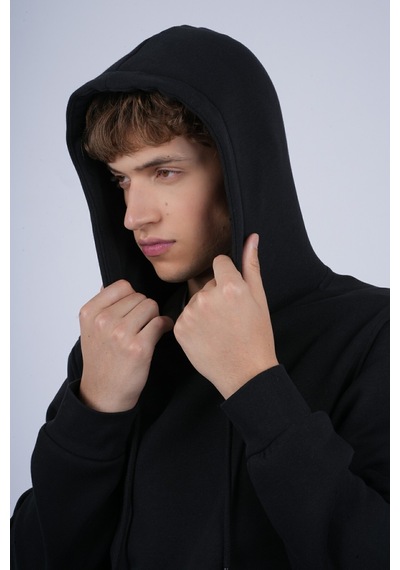 Sportuel Erkek Siyah 6506 Js Kapşonlu 3 İplik Basic Sweatshirt Jsswtk25e000005-siyah