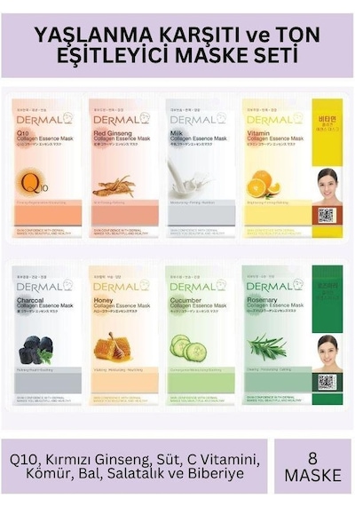 Dermal Ve Ton Eşitleyici Kolajen Maske Seti 23gr X 8adet