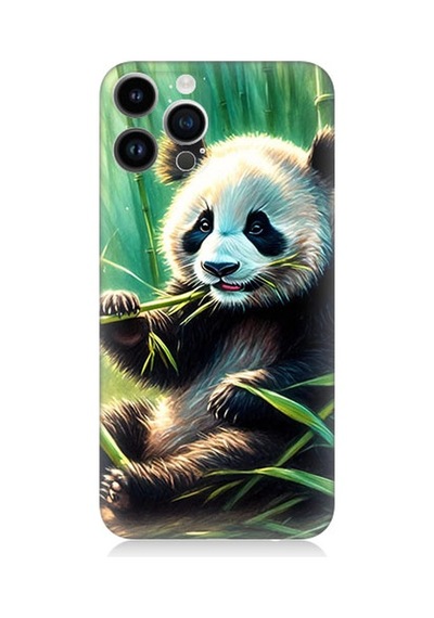 Apple Uyumlu iPhone 14 Pro  Panda Yaprak Desenli Silikon Kılıf