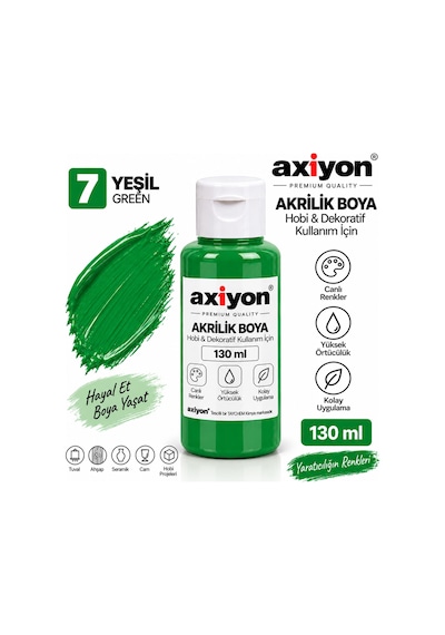 Axiyon Art Akrilik Boya 130 Ml Yeşil 2'li Paket Su Bazlı Hobi Ve Dekoratif Boya