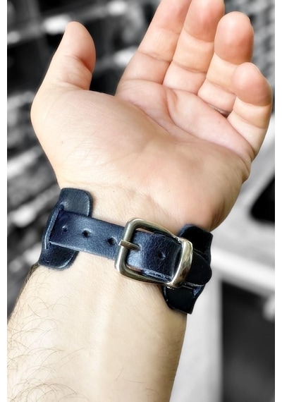 Metal Tokalı Erkek Deri Bileklik Boyu Ayarlanabilir Adb13