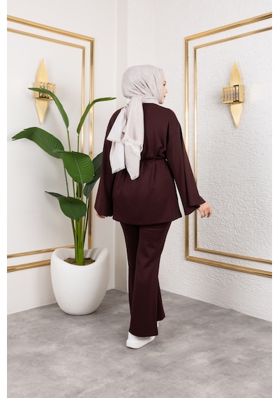 Nevayla Moda Mevsimlik Modal Kumaş Takım - T114 Kahverengi
