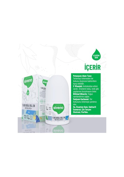 %100 Doğal Roll On Beyazlatıcı Etkili Deodorant Ter Kokusu Önleyici Bitkisel Lekesiz Vegan 50 Ml