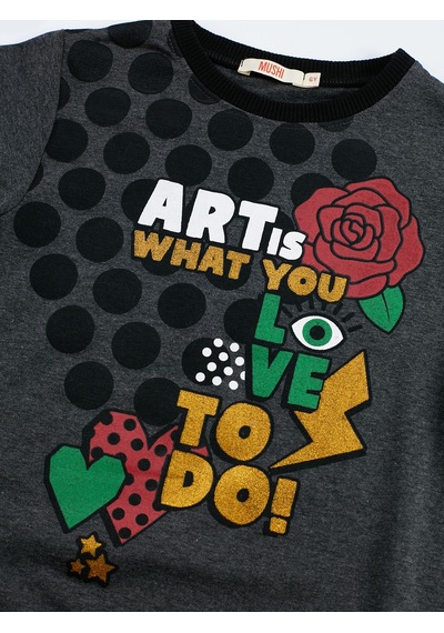 Denokids Mshb&g Art Love Kız Elbise Gri