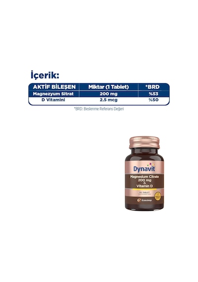 Dynavit Magnesium Citrate 200 MG & Vit D 60 Tablet