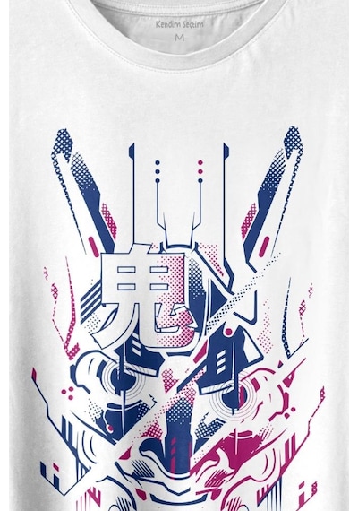 Mask Hannya Demon Japonca Japanese Maske Oni Baskılı Tişört Unisex T-shirt 001