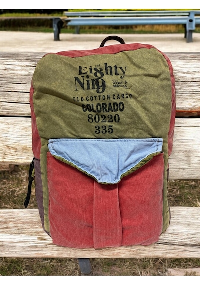 Old Cotton Cargo Kaliteli Vintage Tek Gözlü Disayn Sırt Gezi Çantası Kc Harley Bag 5097 Açık Mavi