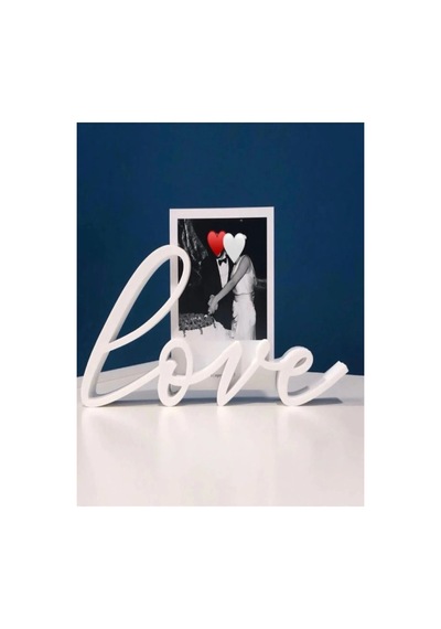Love Yazılı Fotoğraf Tutucu Çerçeve Beyaz, Hediyelik Çerçeve Biblo