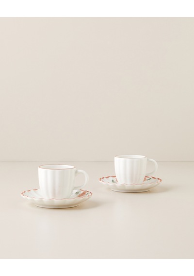English Home Rosel Porselen 4 Parça 2 Kişilik Kahve Fincan Takımı 95 Ml Somon