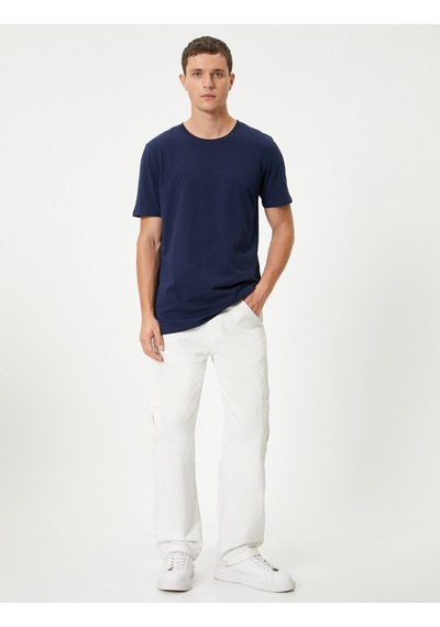 Koton Basic Tişört Slim Fit Bisiklet Yaka Kısa Kollu Lacivert 4sam10842hk Lacivert