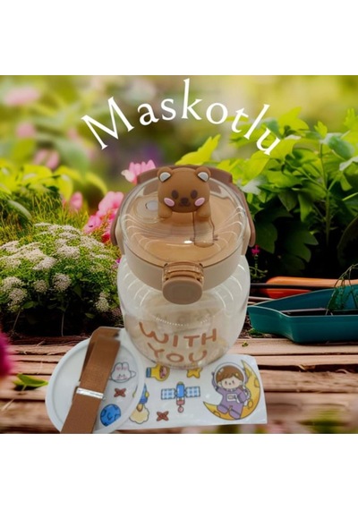 Maskotlu,çıkartma Hediyeli, Boyun Askılıklı, Ithal Lüx Matara/suluk 1100 Ml Kahverengi