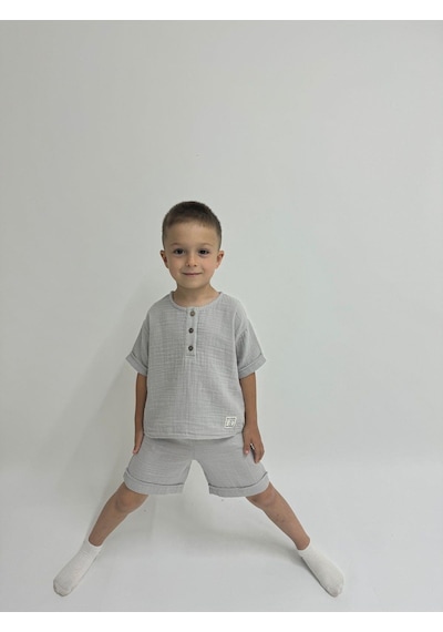 Oliven The Kid Oliventhekid Müslin Unisex Çocuk Takım Gri Gri