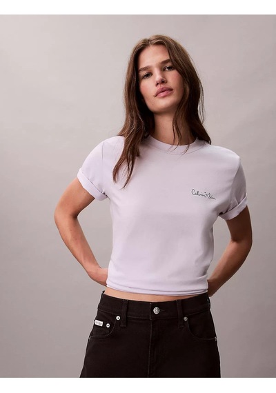 Calvin Klein Kadın Regular Fit Yuvarlak Yakalı %100 Pamuklu Kısa Kollu Mor T-shirt Lv047e809g-2ık-12827 Mor
