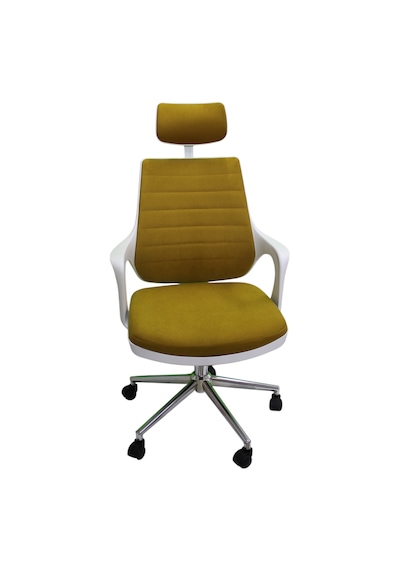 Kaya Ofis Mix Plus White Fabric Müdür Koltuğu Çalışma Koltuğu Hardal