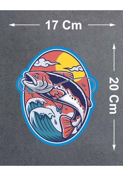 Balık Avı Balıkçılık Sticker - Denizcilik Balık Off Road Araba Oto Motosiklet Karavan Cam Sticker - 00224 20x17 Cm
