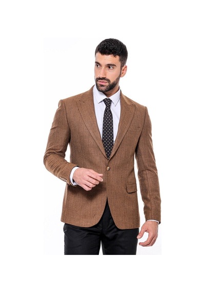 Wessi Slim Fit Desenli Açık Kahverengi Erkek Ceket Açık Kahverengi Wessi Slim Fit Desenli Açık Kahverengi Erkek Ceket Açık Kahverengi