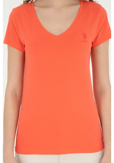 U.S. Polo Assn.  Kadın Nar Çiçeği V Yaka Basic Tişört 50280068-VR039