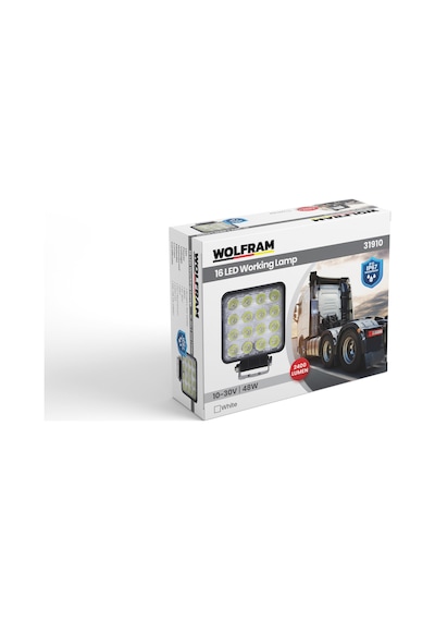 Led Kare Çalışma Lambası 16 Led 12/24v E-belgeli 48w