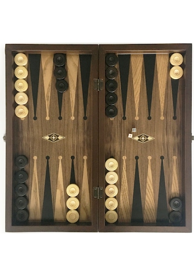Helena Wood Art Eko El Yapımı Ahşap Tavla Ceviz Damasız