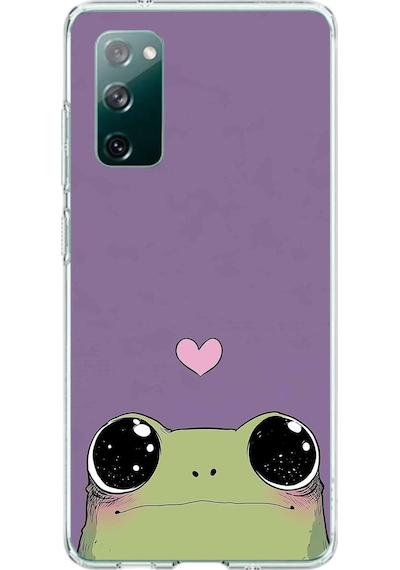Samsung Galaxy S20 Fe Uyumlu Mor Kalpli Kurbağa Baskılı Silikon Kılıf Renkli
