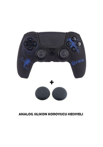 Ps5 Dualsense Futbol Takımı Temalı Koruyucu Silikon Kılıf + Analog Silikon Koruyucu Fiffa Mavi