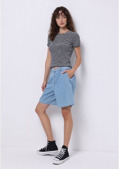Colin's Colins Loose Fit Yüksel Bel Düz Kadın Gri Jean Şort Cl1075121 Q1.v1 Dn42996 Denim