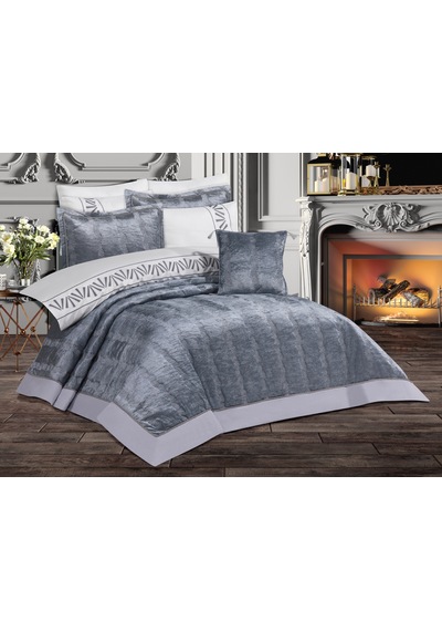 Goldroom Home Verona Nakışlı Çeyiz Seti 8 Parça Gri