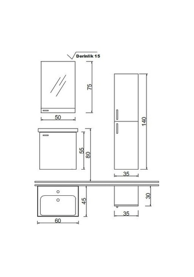 Denko Terra 60 Cm Mdf Banyo Dolabı Takımı Çok Renkli Denko Terra 60 Cm Mdf Banyo Dolabı Takımı Çok Renkli