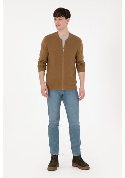 U.s. Polo Assn. Erkek Haki Melanj Hırka Triko 50288870-vr125 Haki