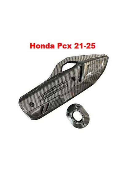 Honda Pcx 2021-2026 Karbon Desenli Egzoz Muhafazası Koruma Seti Siyah