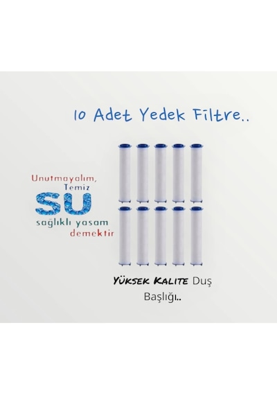 Truva 10 Adet Yedek Filtreli Siyah Renk Masaj Özellikli Duş Başlığı Su Siyah