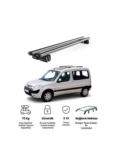 Pençe Peugeot Partner 1996-2002 Uyumlu Gri Ara Atkı 109cm Port Bagaj Tavan Barı