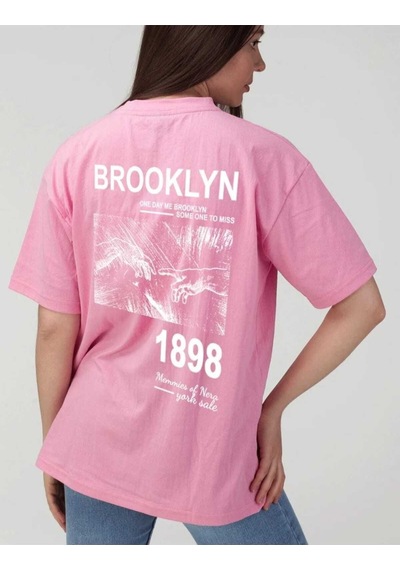 Kozia Outdoors Malkoçbey Brokliyn Baskılı T-shirt Pembe