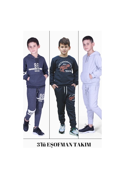 Fyk Kids 3'lü Erkek Çocuk 96-trex-düz Model Eşofman Takımı Çok Renkli