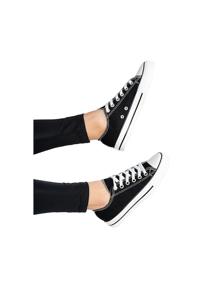 Keten Günlük Unisex Spor Ayakkabı Siyah Beyaz Siyah