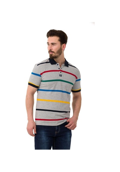 Cipo & Baxx Çizgili Polo Yaka Erkek Basic Tişört Ct749 Gre