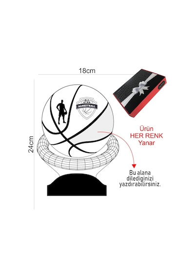 Kişiye Özel 3 Boyutlu Basketbol Led Lamba