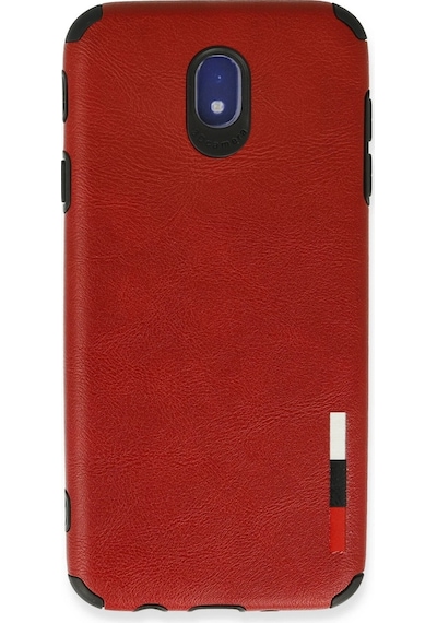 Newface Samsung Galaxy Uyumlu J7 Pro / J730 Kılıf Loop Deri Silikon Semeglbl - 76 - Kırmızı