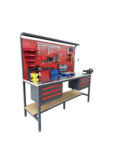 Takpower 2 Metre Takım Tezgahı 6 Çekmeceli Kırmızı