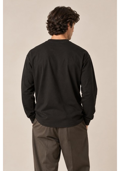 Alexandergardi Bisiklet Yaka Cep Detaylı Sweatshirt Siyah