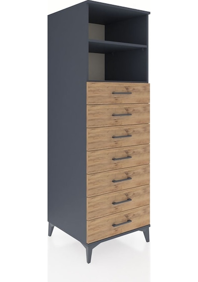 Kronos Dolap 2 Raflı 7 Çekmeceli 60x59x182 Antrasit-çam Antrasit Kronos Dolap 2 Raflı 7 Çekmeceli 60x59x182 Antrasit-çam Antrasit