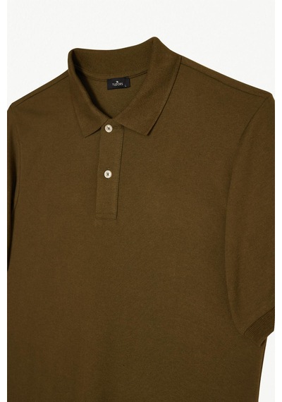 Tudors Erkek Slim Fit Dar Kesim Pamuklu Yumuşak Dokulu Serin Tutan Kumaş Düz Pike Polo Yaka Tişört-33705 Yeşil