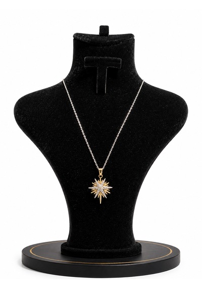 Premium 316l Zirkon Taşlı Yıldız Kolye Gold-gümüş Gümüş + Altın