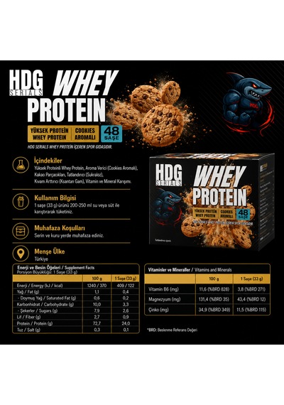 Hdg Serials %100 Whey Protein Cookie Aromalı 48'li Saşe 30 G Protein Kurabiye
